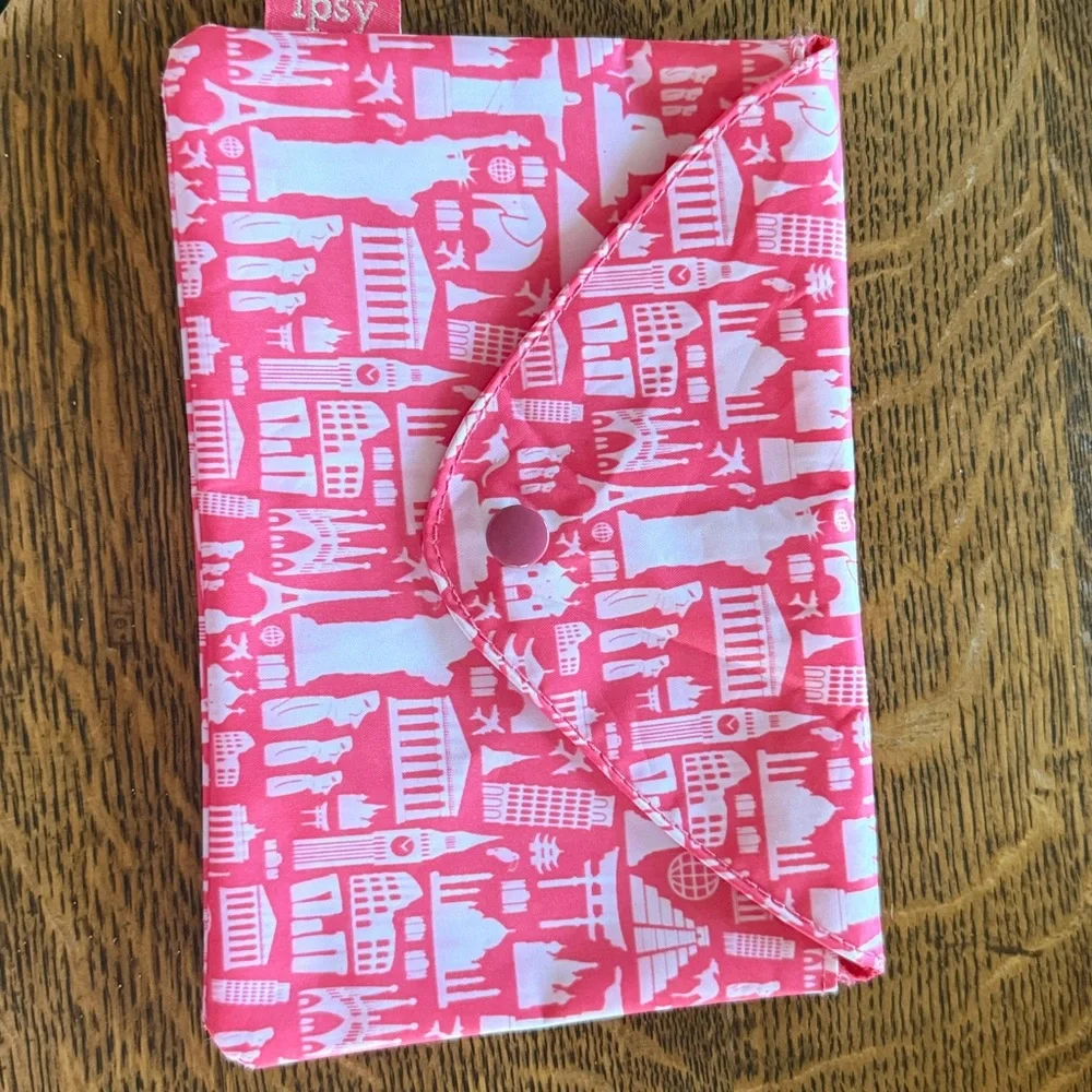 Pink and White Patterned Pouch